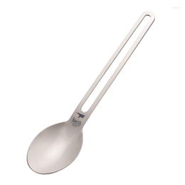 Flatware Sets Pure Titanium Spoon Long Handle Spoons Coffee Drinking Tools Kitchen Gadget Drop 180mm Ti5313