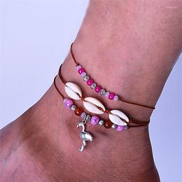 Anklets Huitan Cute Flamingo For Women Summer Beach Girls Ankle Bracelet Shell Leg Chains Bohemian Barefoot Sandals Jewellery