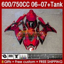 Injection Fairings & Tank For SUZUKI GSXR 600 750 CC 600CC 750CC 2006-2007 154No.169 GSXR-600 GSXR600 K6 GSXR750 06 07 GSXR-750 GSX-R600 2006 2007 OEM Fairing red flames