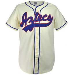 GlaMitNess Mexico City Aztecs 1946 Home Jersey 100% Stitched Embroidery s Vintage Baseball Jerseys Custom Any Name Any Number