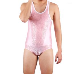 Undershirts Sexy Men Bodysuits Sleeveless Undershirt Vest Sport Male Bodywear One-Piece Jumpsuits Leotard Wrestling Singlet Briefs Underwear