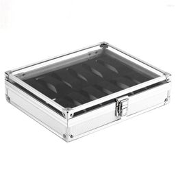 Watch Boxes Aluminium 12 Grids Slots Watches Box Jewelry Display Storage Square Case Suede Inside Container Casket