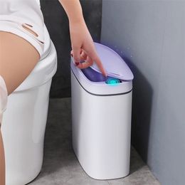 Waste Bins 14L Smart Sensor Trash Can Electronic Automatic Household Bathroom Toilet Bedroom Living Room Waterproof Narrow Seam Bin 220919