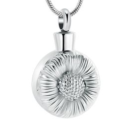 IJD12133 Human Cremation jewelry-Stainless Steel Helianthus annuus Memorial Urn Pendant For Ashes Of Loved One keepsake necklace214Y