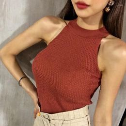 Women's Tanks Women Knitting Sweater Tank Tops 2022 Korean Thin Pullover Jumper Sexy Sleeveless Off Shoulder Camisole