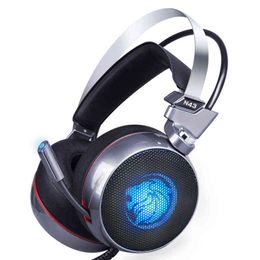 Headsets ZOP N43 Stereo Gaming Headset 7.1 Virtual Surround Bass Gaming Earphone Headphone with Mic LED Light for Computer PC Gamer T220916