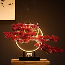 Decorative Objects Figurines Chinese Zen root art simulation welcome pine green plants home living room porch decoration bonsai soft decoration ornaments 220919