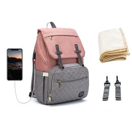 Diaper Bags Lequeen fashion Mommy Backpacks Large Volume Maternity Multi-function Travel Nappy bag USB LPB25 220919