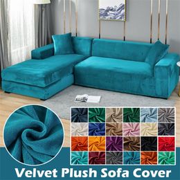 Chair Covers Velvet Sofa Cover Elastic Thick L Shaped Corner Sofa Cover for Living Room 1/2/3/4 Seater Stretch Cover for Sofa Couch Armchair 220919