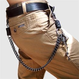 Key Rings Hip Hop Men's Skeleton Black Gunmetal Wallet Chain Biker Trucker Keychain Punk Wide Heavy Waist Jeans DR42 220916