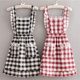 Aprons Korean Style Comfortable And Oil-proof Cooking Household Female Cute Pure Cotton Work Nail Coveralls Western 220919