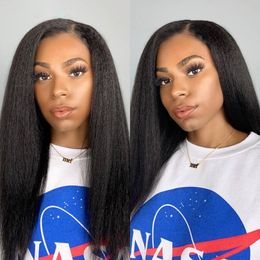 Transparent hd straight Lace Front Wig Yaki Brazilian high ponytail 360 Lace Frontal Wigs Human Hair For Women Preplucked