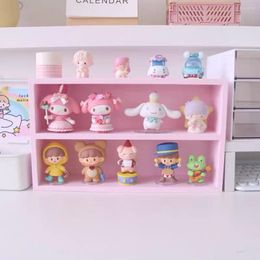 Hooks Cute Cartoon Wooden Desktop Cabinet Doll Storage Rack Home Office Supplies Desk Organiser Clean Shelves