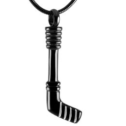 IJD9347 Black Hockey Stick Cremation Jewelry for Ashes Pendant Keepsake Urns Pet Human Stainless Steel Memorial Necklace Jewelry218Q