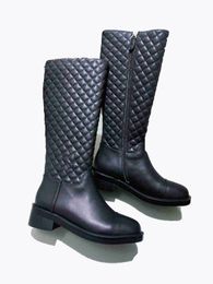 Luxury Classic Womens Knee Boots Autumn and Winter Squeare Heel Knight Rain Italian Shoes Size 35-41