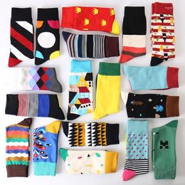 Men's Socks Summer Fashion Mens Cotton Colourful Striped Jacquard Art Hit Colour Dot Long Men's Dress Sock