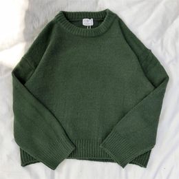 Women s Sweaters Mooirue Dark Green Round Neck Pullover Sweater Long Sleeve Warm Autumn Pullovers Jumper 220829