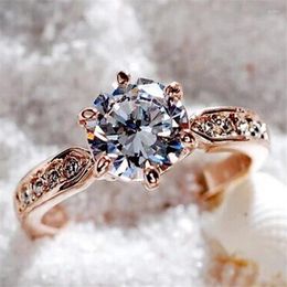 Cluster Rings KAIDUODUO Fashion Crystal Women's Ring Rose Gold And Silver Colour Charming Lady Bridal Wedding Jewellery