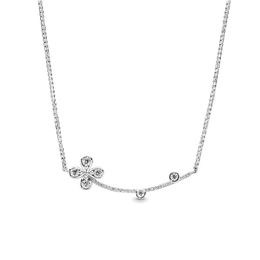 Sparkling Clover Pendant Necklace 925 Sterling Silver Cute Women Wedding designer Jewellery For pandora CZ diamond Necklaces with Original Box