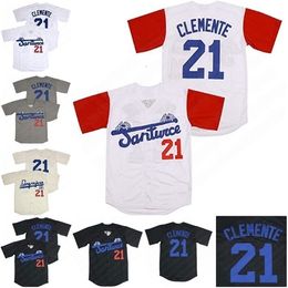 GlaNiK1 2021 Movie Jersey 21 Roberto Clemente Santurce Crabbers Puerto Rico Baseball Jerseys Stitched 5 Colors message to custom any name