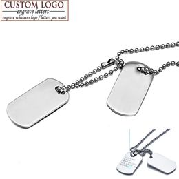 AZIZ BEKKAOUI Men Jewellery Custom Dog Tag Pendant Necklaces Stainless Steel Pendants Army ID Tag Necklace Engrave333J