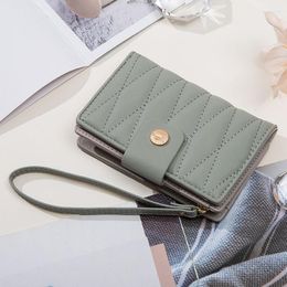 Wallets Women Brand Designer Thread Medium Wallet Zipper Coin Purse Card Holder Shout Female Clutch Ladies Carteira