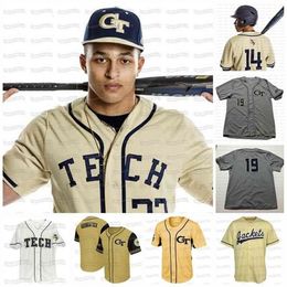 GlaC202 Tech Yellow Jackets ACC Custom Baseball Jersey Stiched Name And Number Fast Shipping high Quality