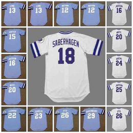 GlaC202 Kansas City Vintage Baseball Jersey 12 JOHN WATHAN 1980 13 DAVID CONE 1986 PORTER JACKSON SABERHAGEN WHITE 1 LEONARD GUBICZA AIKENS OTIS 29