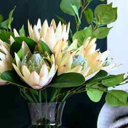 Artificial Imperial Flowers Single Branch Fake Plants Monarch Flocking Lotus For Home Table Wedding Decoration 10 Pcs