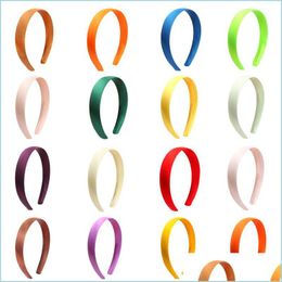 Hair Rubber Bands 1.5Cm Solid Colour Plain Haribands Satin Headband Women Hair Accessories Girls Simple Headbands Head Hoop Tiaras C3 Dhwzg