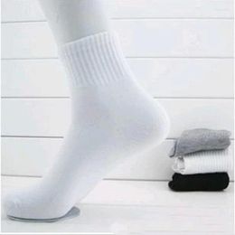 Men's Socks Wholesale- Cotton Sock- Men Spring And Autumn Solid Colour Sock Black White Grey In The Tube #1773466