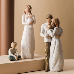 Decorative Figurines Objects & Nordic Style Family Resin Figure Figurine Ornaments Happy Time Home Decoration Accessories Crafts Furnishings