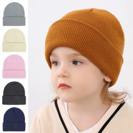 Soft Warm Baby Beanies Knitted Hats For Child Toddler New Style Solid Colour Kids Boys Girls Autumn Winter Caps 8 Colours 0-2Y 2-6Y