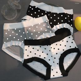 breathable seamless panties UK - Women's Panties 2 Pcs Polka Dots Modal Seamless Underwear Women Antibacterial Mid-waist Ice Silk Briefs Breathable Girls