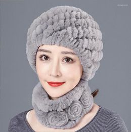 Berets Winter Fur Hat For Women Russian Real Knitted Cap Headgear Warm Beanie Hats 2022 Fashion Brand