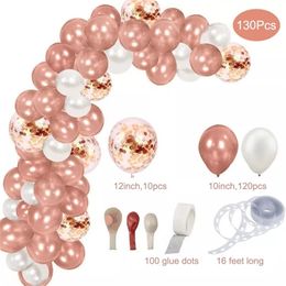 Other Event Party Supplies 130Pcs Rose Gold Balloon Arch Garland Kit Latex Confetti Balloons for Wedding Bridal Birthday Party Decorations Baby Shower Girl 220916