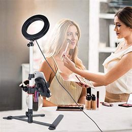 cell phone stand with ring light Canada - Ring Light with Desktop Stand Mini LED Camera Light with Cell Phone Holder Table Top LED Lamp with 3 Light Modes & 11 Brightness Level2675