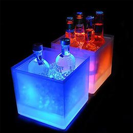 square buckets NZ - LED Ice Bucket RGB Color Double Layer Square Bar Beer Ice Bucket RGB Color Changing Durable Ice Wine Bucket 3 5 L For Bar294d