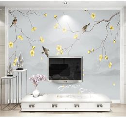 Wallpapers Large Custom Home Decoration Wallpaper Mural Hand-painted Flowers And Birds Landscape Background Wall Covering