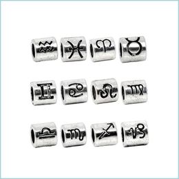 Metals Zinc Alloy Metals Mixed Zodiac Spacer Beads Fit Charm Bracelet Jewellery Making Findings Bead Diy Wholesale 60Pcs C3 Drop Deliver Dhzep