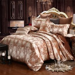 Bedding sets Europe and America Jacquard Luxury Set Satin Modern s High End Fauxsilk Wedding Duvet Cover Queen 220919