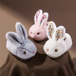 Slipper Cute White Rabbit Slippers Children's Fur Loafers Home Warm Shoes Kid Boy Slides Fluff Toddler Girls Bootie 220916