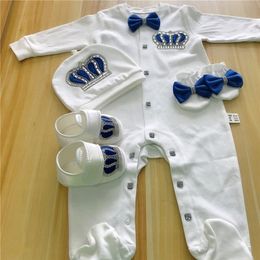 Rompers 4pcs Crown Jewelry Welcome Home Romper Baby Clothing Name Personalized Girl Boy Toddler's Cotton Outfits born Gift 220919