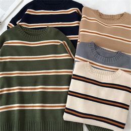 Women s Sweaters Vintage Stripe Women Loose Oversize Korean Style Pullover Top Autumn Winter Long Sleeve Knitted Sweater Femme 220916