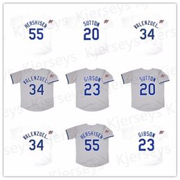 GlaNiK1 coustom 34 Fernando Valenzuela 1988 World Series baseball Jersey Men's 20 Don Sutton 23 Kirk Gibson 55 Orel Hershiser size s-4xl