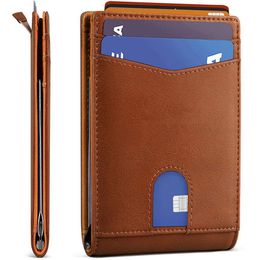 front pocket wallets for men Australia - Luxury RFID Wallet Ultra Thin Double Folding Minimalist Brand Coin Purse Front Pocket Pu Leather Custom Men Wallets303U