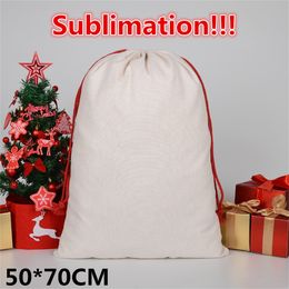 Sublimation Blank Santa Sacks Christmas Decorations DIY Personlized Drawstring Bag Xmas Present Bags Pocket Heat Transfer Wholesale
