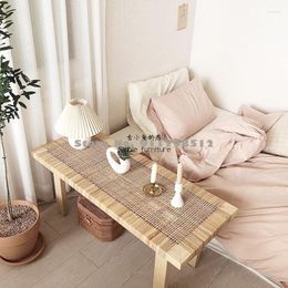 Clothing Storage Korean Rattan Solid Wood Bench Ins Wind Bed End Shoe Replacement Stool And Breakfast Room Built-in Long Coffee Table