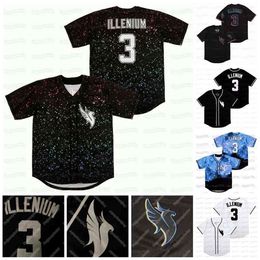 GlaC202 Singer Illenium #3 Baseball Jersey Button Down Hip Hop Men Women Youth Black White Blue