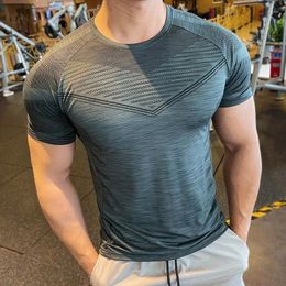 Men's T Shirts Summer Compression Breathable Short Sleeve Men Running Fitness Tshirt Elastic Quick Dry Sports Bodybuilding Training